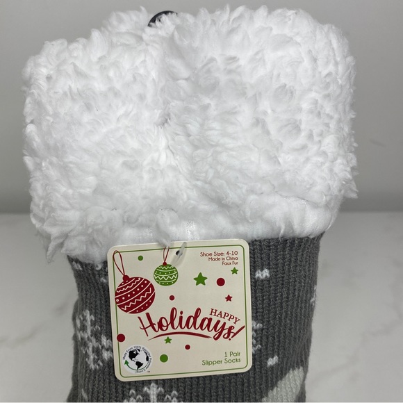 Lined Warm Cat and Snowflake Slipper Socks - Picture 5 of 7